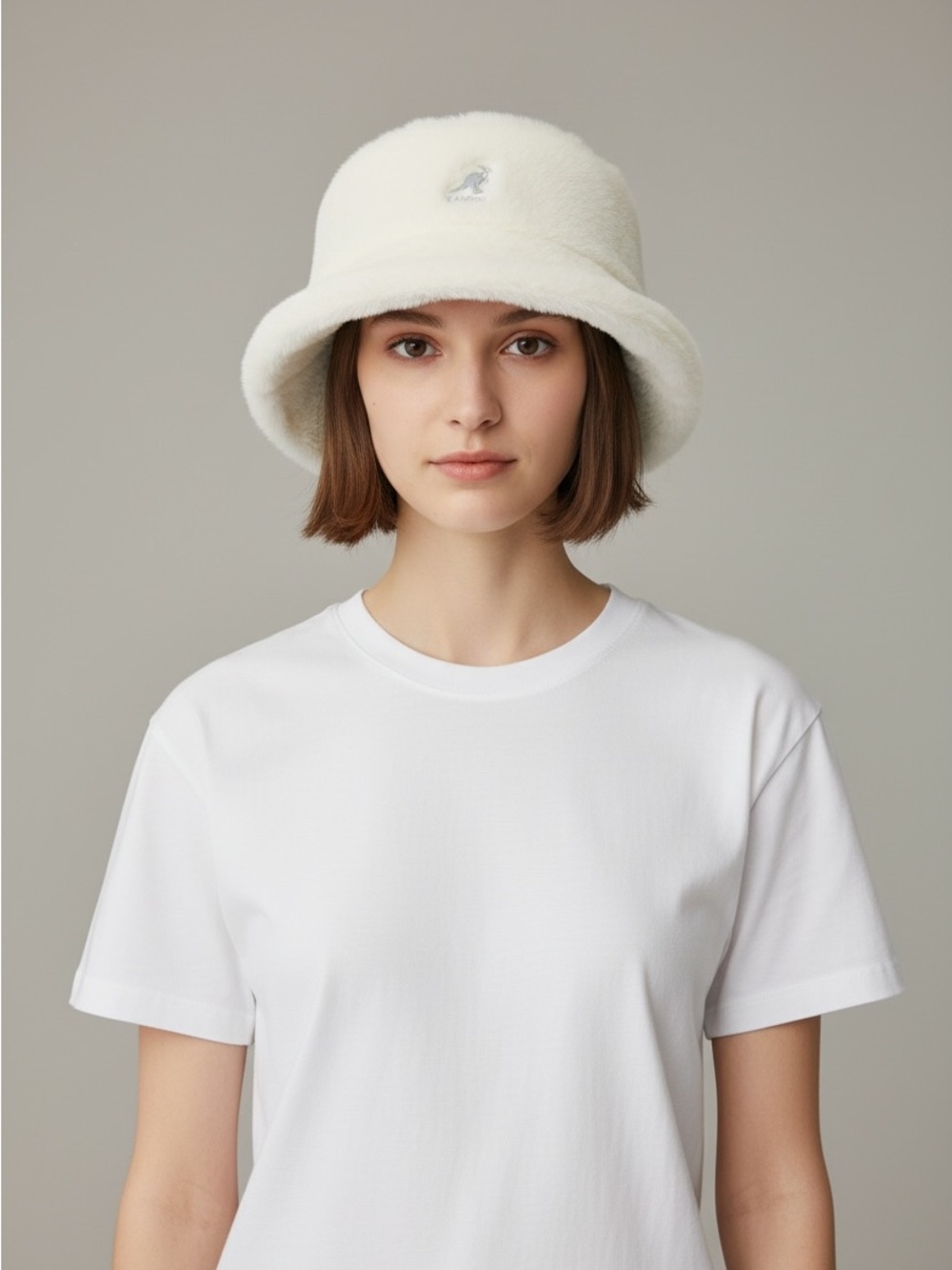 Kangol Furgora Bin Hat XL Ivory White Fuzzy Angora Blend Bucket K0329HW